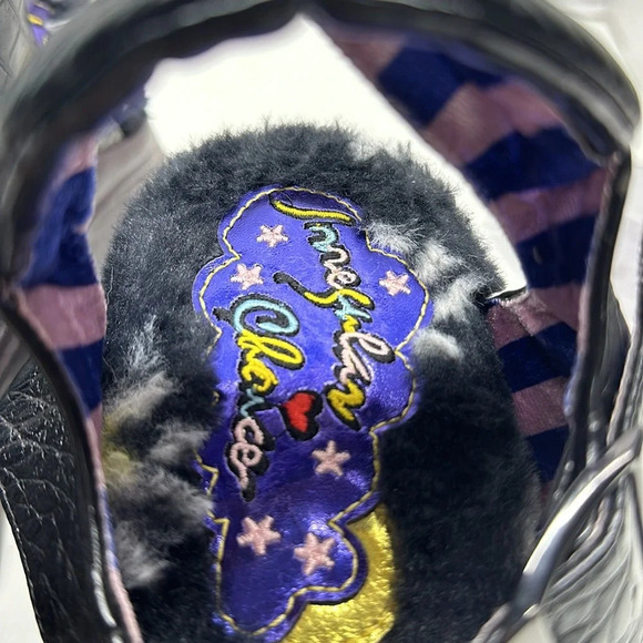 Irregular Choice Platform Sandal Shoes Open Toe Faux Snake Skin Fur Black 41 10 - Picture 7 of 11